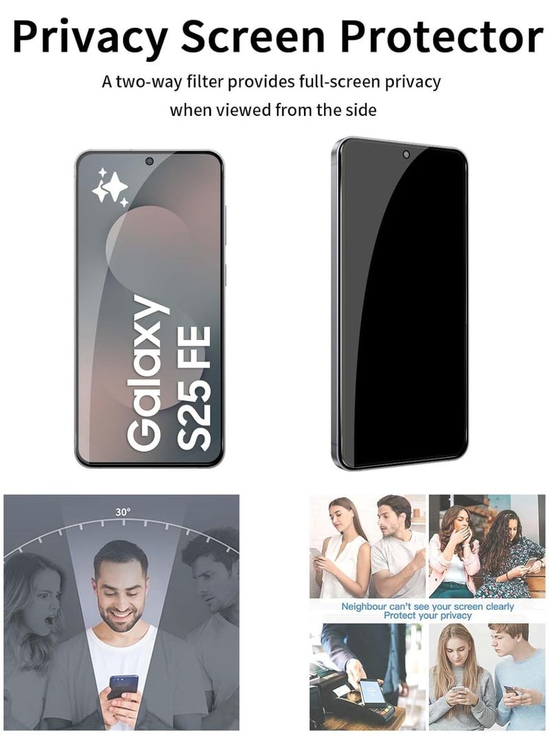 2 Pack Privacy Screen Protector for Samsung Galaxy S25 FE, Shatterproof & Anti-Spy Tempered Glass Film for Galaxy S25 FE - Image 2